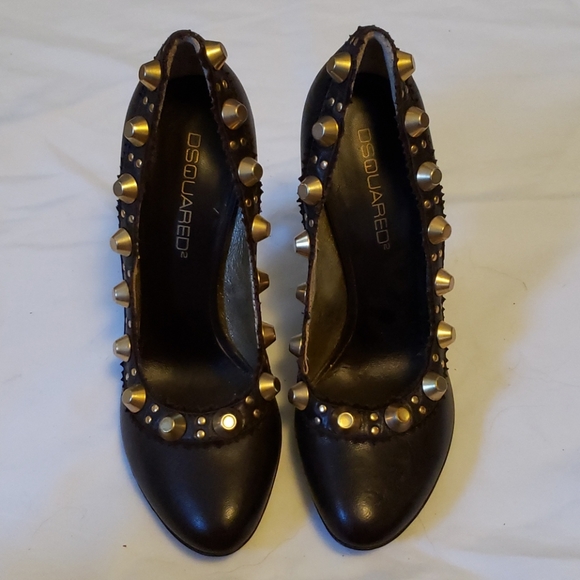 DSQUARED Black Leather Stud Stilettos - Picture 1 of 5